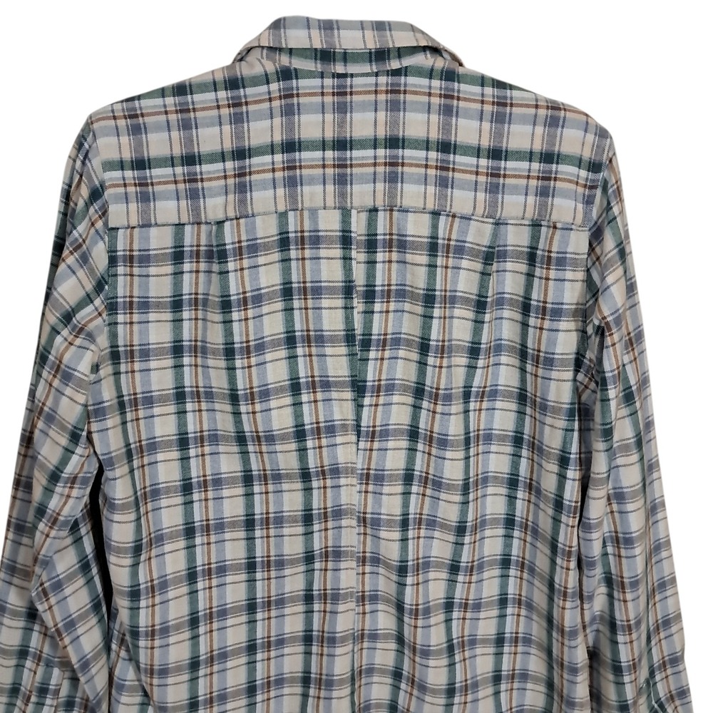 Frank & Eileen Barry Flannel Button Down Women's Large Shirt Blue Plaid Preppy - Picture 5 of 13